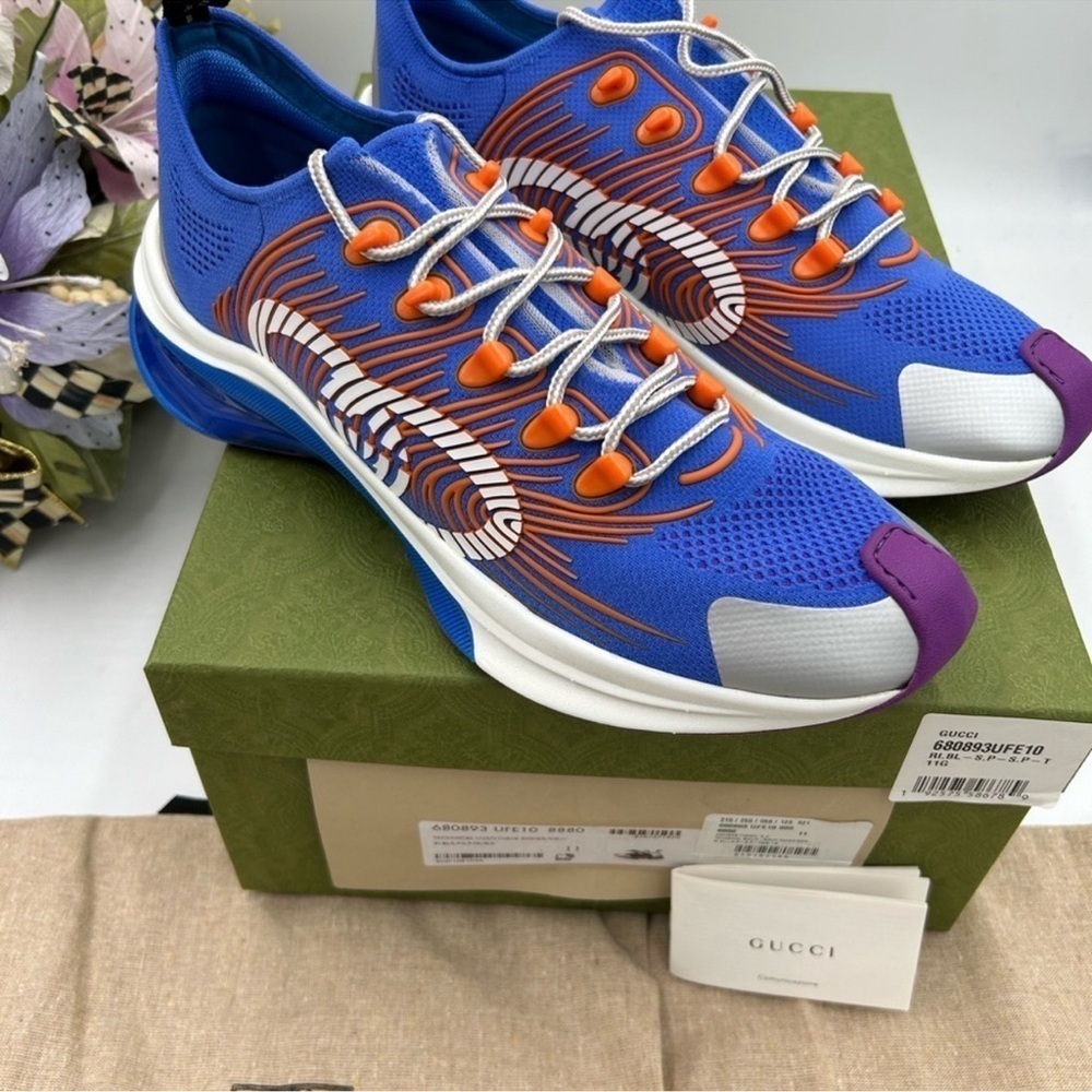 Men’s Gucci blue run low top sneaker size 11 made in Italy - Picture 2 of 9